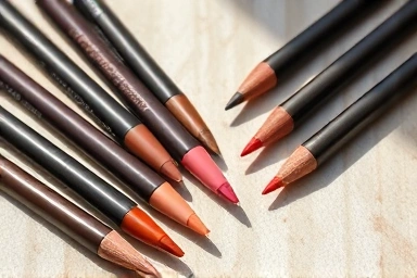 Elegant slim lip pencils in sophisticated muted tones.